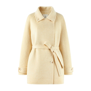 秋水伊人阔版夹克式斜门襟毛呢外套2025年冬季新款女气质夹克大衣