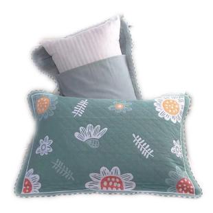 信封式纯棉纱布枕套一对48x74/高密加厚成人单人枕头套枕芯套透气