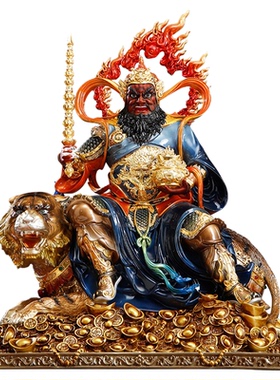 纯铜赵公明神像供奉武财神摆件