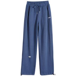 阔腿运动裤子女春秋冬2026新款高腰宽松显瘦直筒休闲加长加绒卫裤