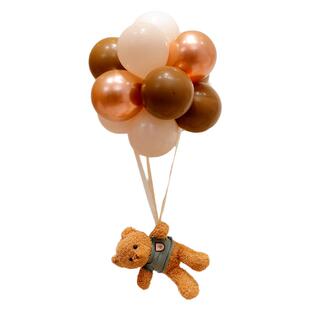 网红小熊热气球生日装饰场景布置儿童龙宝宝一周岁拍照背景墙飘空