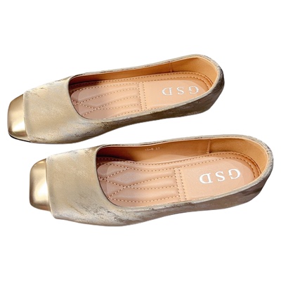 时尚方头单鞋女软皮豆豆鞋