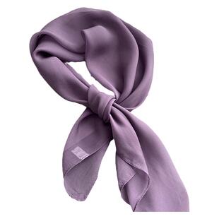 薄薄的轻柔真丝纱巾女春夏季防晒高级感紫色小方巾护颈桑蚕丝丝巾