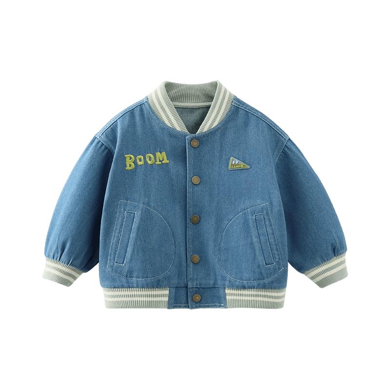齐齐熊水洗软牛仔男童外套棒球服
