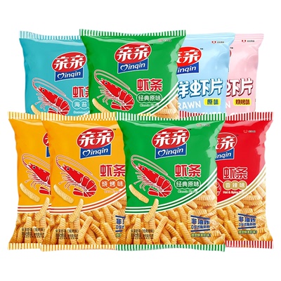 【所有女生直播间好物复购】亲亲虾条80g*8经典大包虾条膨化零食