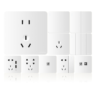 鸿雁官方旗舰店开关插座面板16A家用86型一开带五孔暗装插座X5白