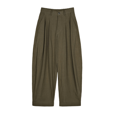 MRS Studios 松弛舒适 新疆长绒棉质地 半松紧腰工装茧形长裤