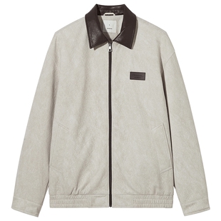 热风男士夹克外套上衣2025年冬季新款拼接翻领厚夹克潮流撞色外套