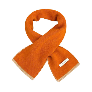 韩系新款100%羊毛针织交叉围巾女秋冬日常简约透气百搭保暖小围巾