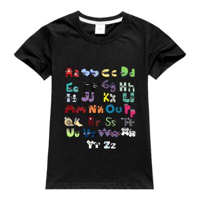 Alphabet lore英文字母儿童纯棉T恤卡通短袖夏季中大童装