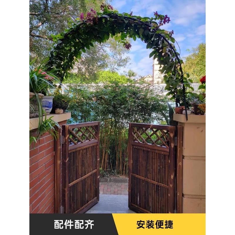 户外庭院栅栏门农村围栏门别墅花园入户双开门木门竹篱笆院子大门