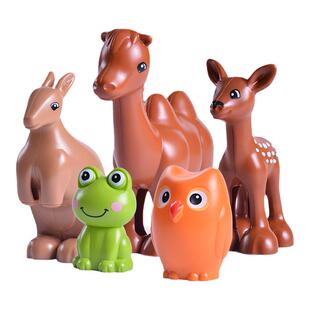 大颗粒积木动物配件老虎鳄鱼狮子大象猴子猫犀牛兔子海豚恐龙青蛙