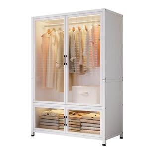 金属衣柜铁皮钢制多功能挂衣一体式置物收纳防尘简易组装结实耐用