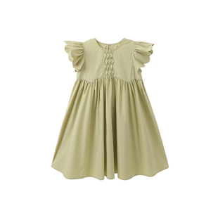 布丁哈鲁童装女童洋气森系裙子2026夏季新款儿童全棉小飞袖连衣裙