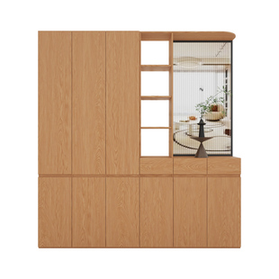 政补实木鞋柜家用门口橡木色入户门厅储物柜客厅玄关隔断柜一体