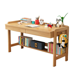 实木儿童学习桌小学生可升降家用橡胶木写字台电脑桌原木书桌定制