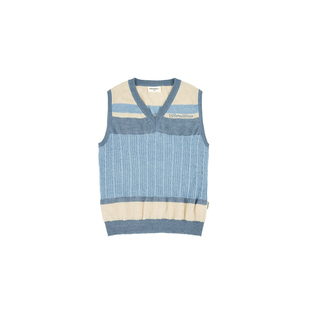 DifferentRiver2024春夏休闲V领针织叠穿宽松外穿毛线马甲背心