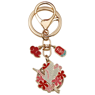 中国风仙鹤钥匙扣挂件创意设计文创小礼物伴手礼精致梅花鹿钥匙圈