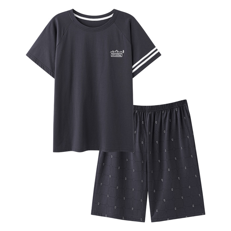 夏季男士纯棉短袖短裤睡衣家居服