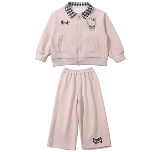 女童运动套装春秋季2026新款洋气时髦儿童猫咪卫衣女宝春装两件套