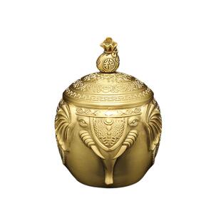 高档黄铜茶叶储存罐普洱茶饼盒密封罐防潮家用中式糖果罐商务礼品