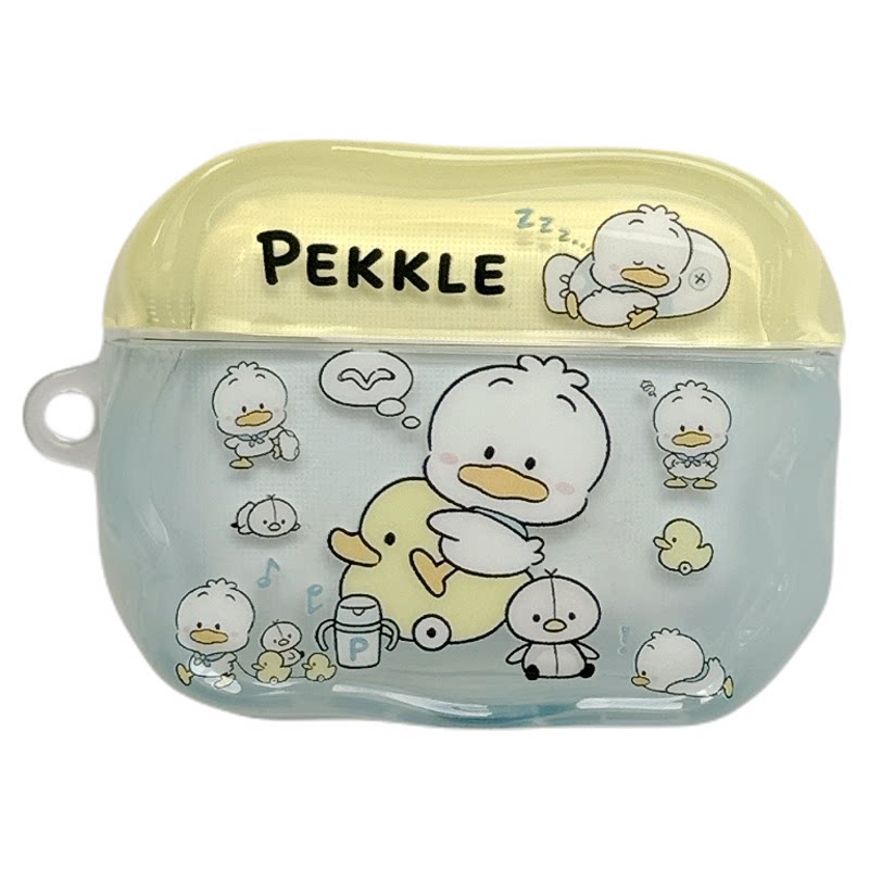 MoreRex 日韩撞色卡通小鸭带挂饰适用苹果AirPods5保护壳airpods2/3/4蓝牙无线耳机套airpodspro二三四代新款