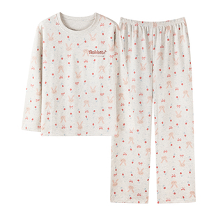 卡之恋睡衣女款春秋季纯棉长袖带胸垫长裤加厚可爱学生家居服冬天