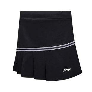李宁羽毛球服ASKU120夏季运动速干吸汗大赛服女款黑色短裤裙正品