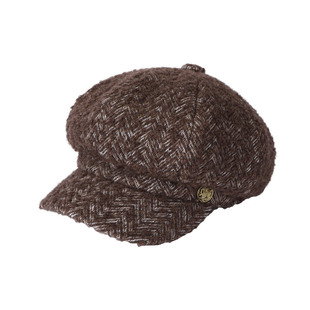 mrduck织梦 轻奢级羊毛羊驼毛混纺人字纹肌理护法式八角报童帽冬