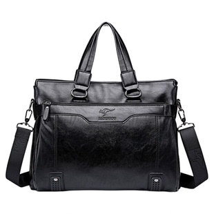 帅桐袋鼠公文包男士真皮斜挎包2025新款商务通勤背包大容量手提包