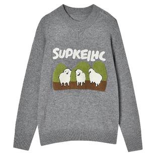 奥特莱斯品牌折扣 SF冬装新款 活泼可爱套头上衣含羊毛外穿毛衣女