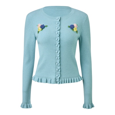 【商场同款】MAXRIENY肌理感绣花毛织开衫外套25冬亲肤软糯针织衫