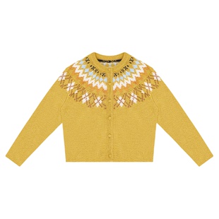 HONORE古月 原创费尔岛 设计师提花撞色包扣复古松弛针织开衫