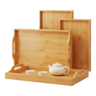 竹木托盘茶盘日式家用水杯盘长方形木制糖果盘酒店餐厅茶具烧烤盘