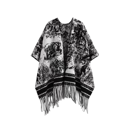 新中式水墨画披肩外搭围巾两用