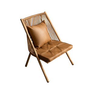 懒小姐侘寂风家用阳台可坐躺悠闲椅子单人午休户外庭院藤编休闲椅