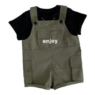 男童背带裤套装夏季帅气婴儿衣服幼儿工装短裤洋气男宝宝夏装裤子