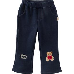 戴维贝拉儿童裤子2025冬装新款女童休闲加绒弹力微喇仿牛仔长裤