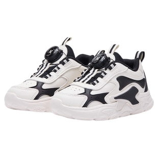 卡特兔童鞋儿童运动鞋2026春季小白鞋旋钮扣软底防滑透气老爹鞋