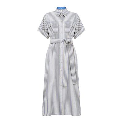 DVF雾蓝条纹图案连衣裙