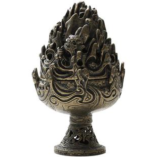 西汉错金博山炉复刻铜香炉家用室内香道办公摆件大号盘香炉熏香炉