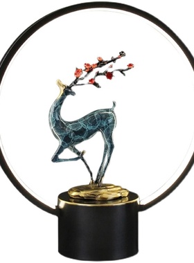 圆形高档纯铜摆件电视柜玄关台灯