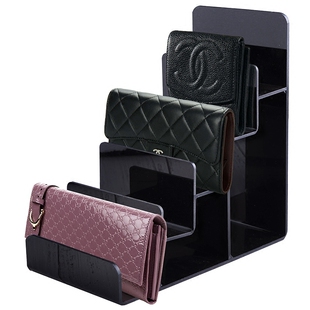 钱包展示架亚克力多层梯形钱包架眼镜首饰摆放陈列收纳架子包包架