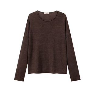 透感防晒~大地色系百搭长袖薄款圆领显瘦罩衫2025新款女夏上衣T恤