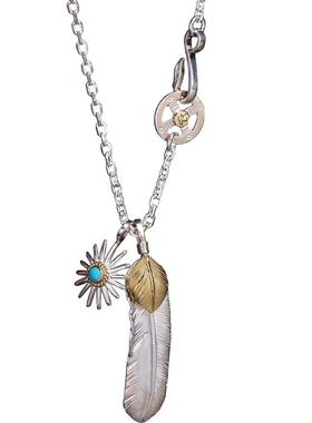 高桥吾郎风格中餐厅 明星同款S925银上铜羽毛项链毛衣链吊坠