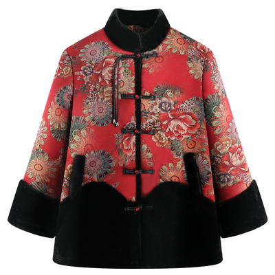 老年人冬装棉袄女奶奶冬季棉服外套60岁老人秋冬加绒加厚保暖衣服