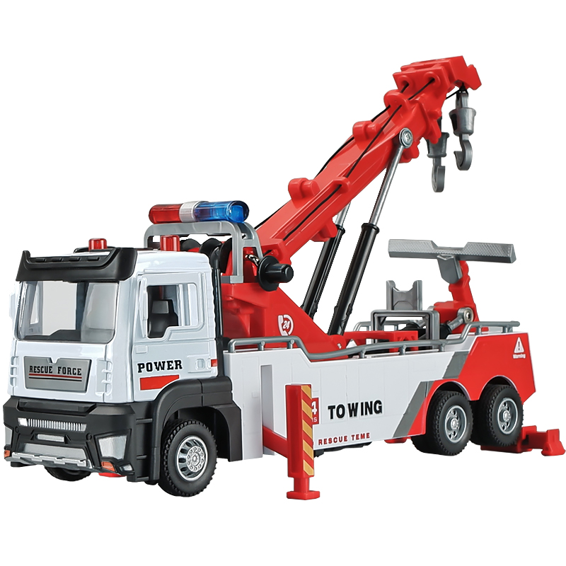卡威平板拖车玩具车男孩吊车工程救援车合金儿童运输车清障车模型