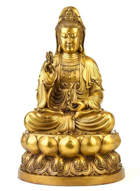 纯铜观音菩萨佛像摆件南海观音