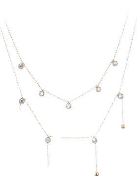 多钻小圆珠双层项链316钛钢仙气