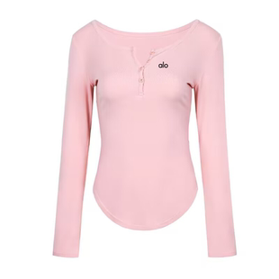 ALOACTIVE瑜伽服女柔软舒适修身V领打底衫健身跑步训练运动上衣